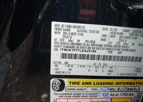 2020 Ford Expedition King Ranch Max from USA, damaged, VIN 1FMJK1PT7LEA25100